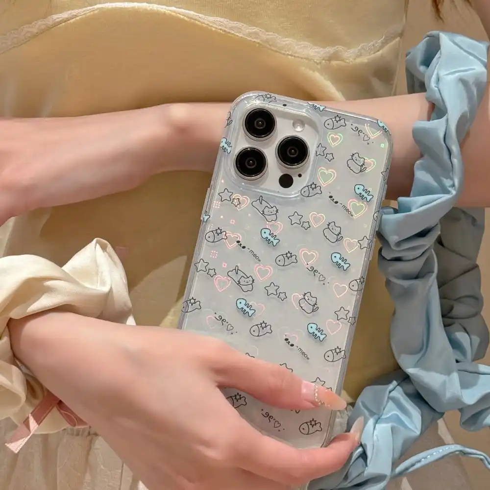 Bonita funda de teléfono con dibujos animados para Iphone, carcasa protectora transparente anticaída para Iphone 12, 13, 14, 15 Pro Max, gran oferta