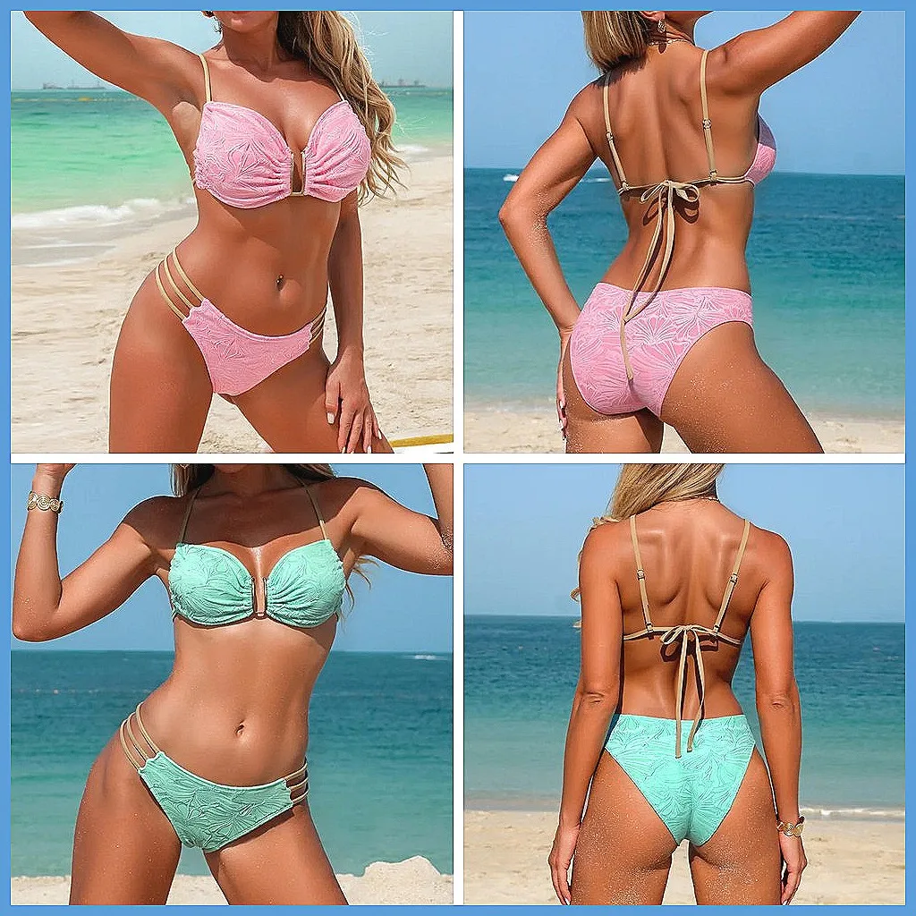 

Сексуальный розовый бразильский комплект бикини для женщин, летний пляжный купальник из двух частей (72 символа)