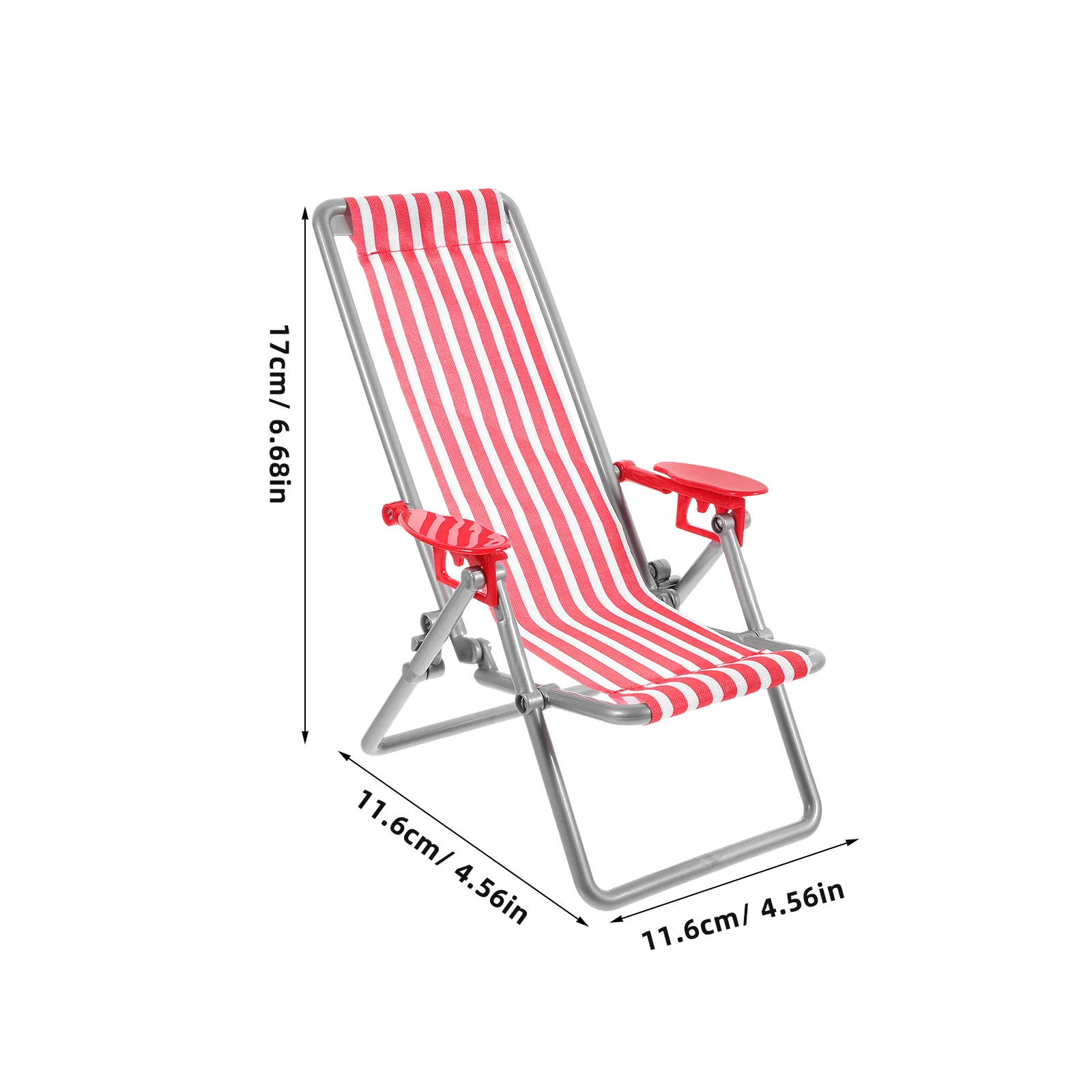 พับ Mini เก้าอี้ชายหาดสีเหลืองสีเขียวลายบ้านของเล่นตกแต่ง Miniature Lounge เก้าอี้ชายหาดจําลอง