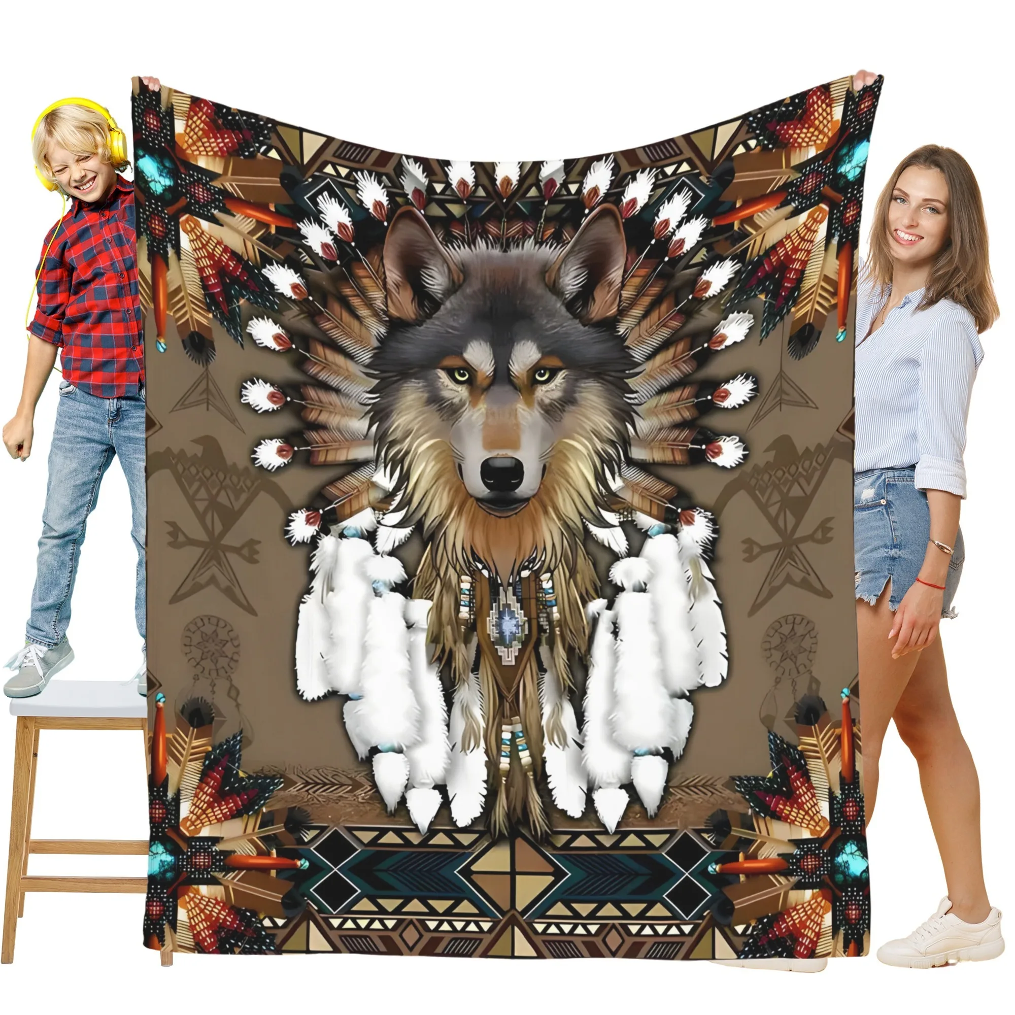 

A soft and warm blanket with the emblem of the Di'an Wind Wolf, suitable for sofas, beds, offices, and travel, making it an idea