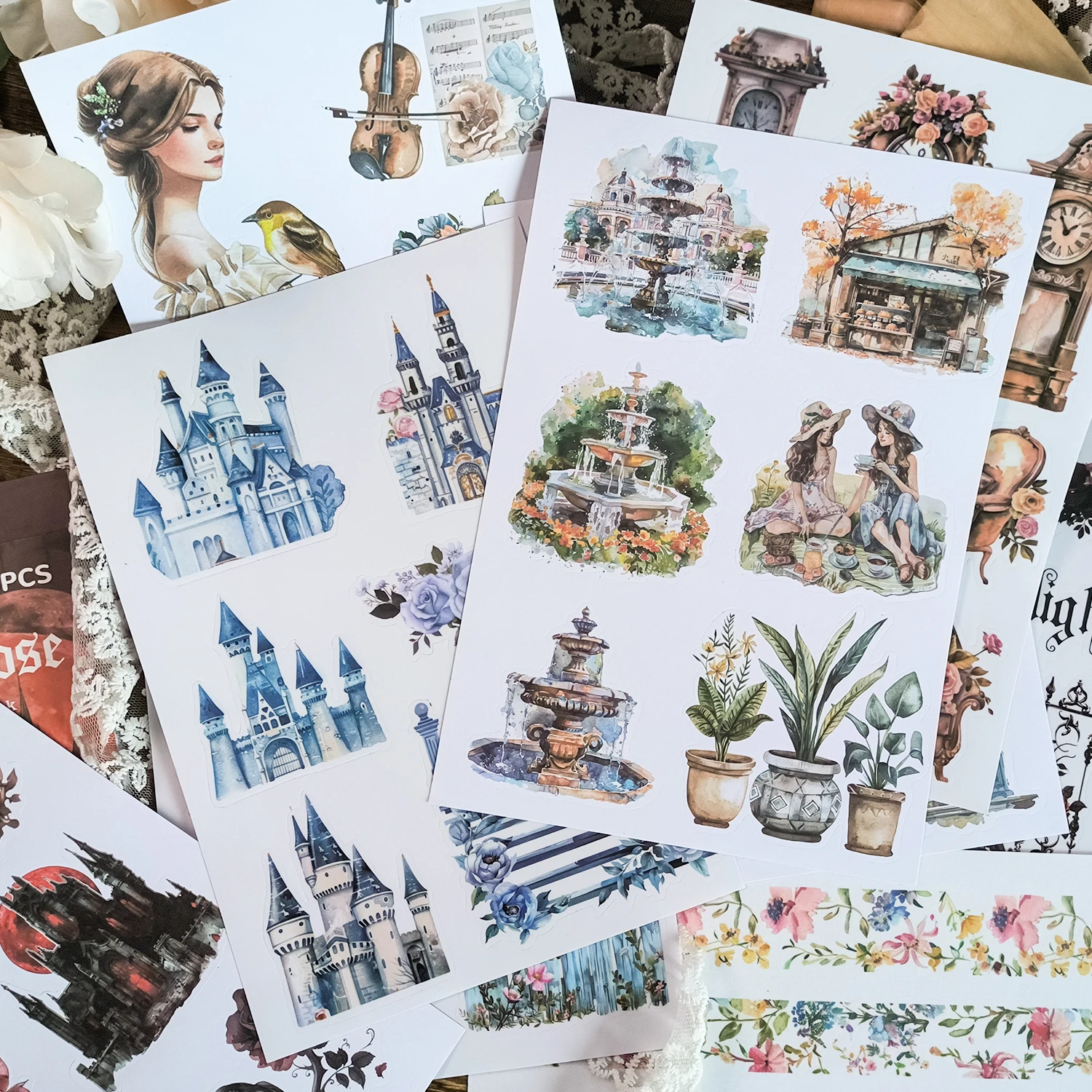 Mr. Paper 4 style mixed materials 20 / pack character sticker book disorientation fantasy series stickers DIY handbook material