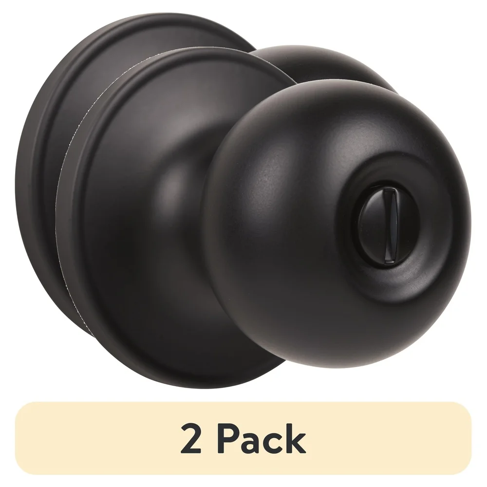 

2 Pack Classic Ball Style Matte Black Interior Locking Privacy Doorknob Adjustable Latch Reversible Bedroom Bathroom Standard