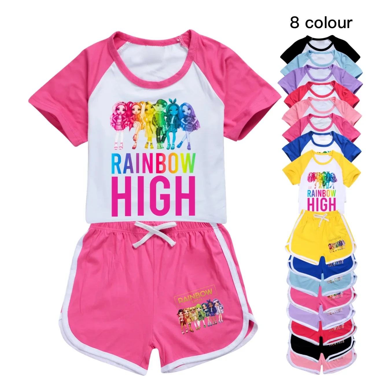 

Kids Clothes Summer Baby Girls T shirt Pants Set Boys rainbow high Casual Short Tops Suit toddler Children pajamas clothes 3415