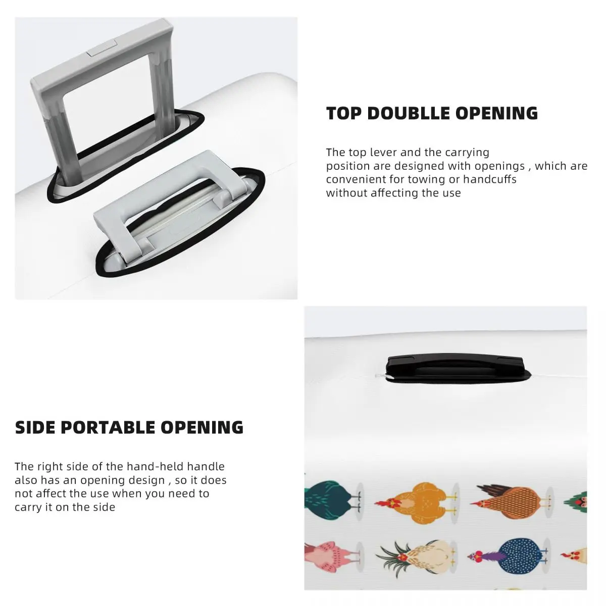 Capa de proteção elástica para mala de frango, capa protetora de bagagem de viagem para 18-32 polegadas