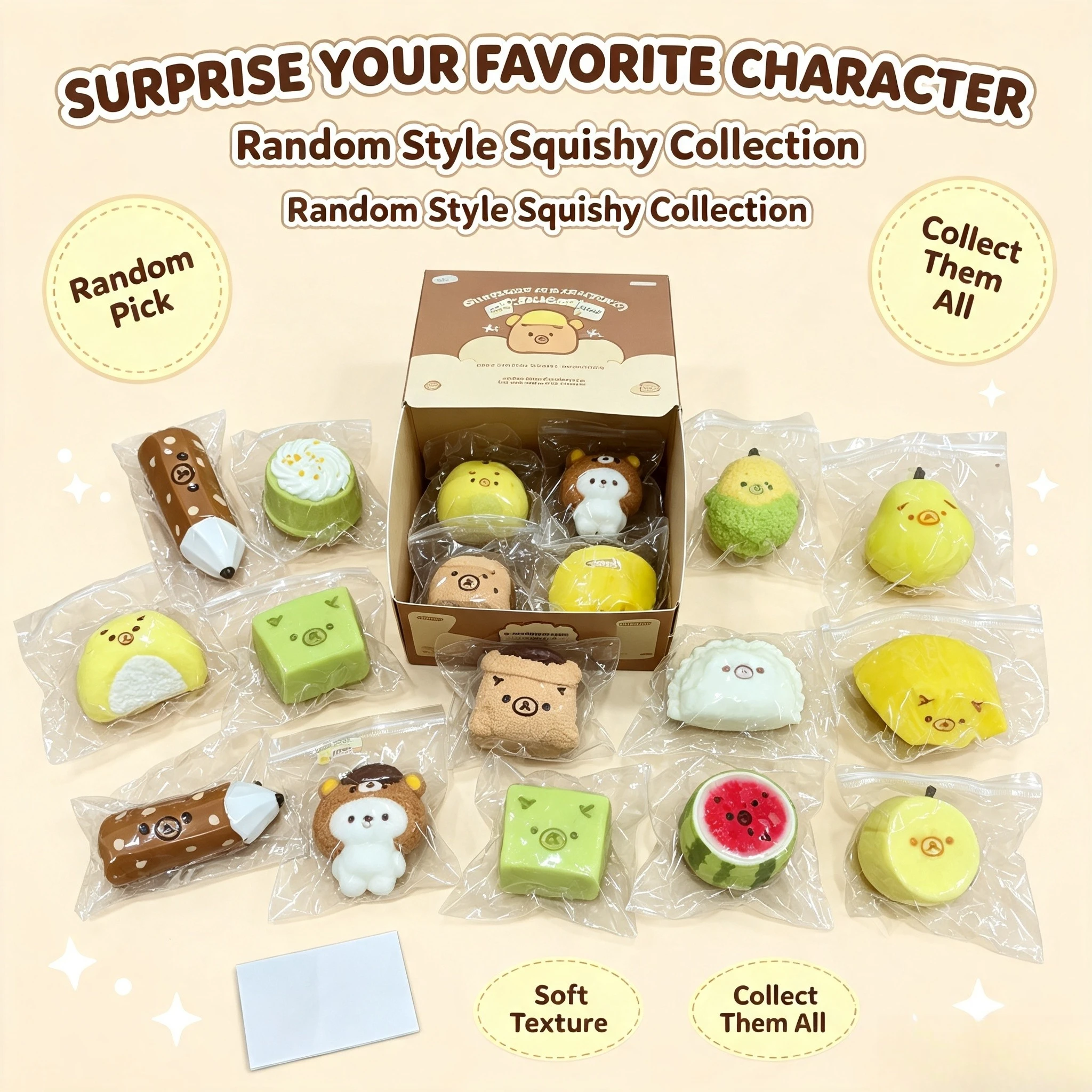 Cute Rilakkuma Cartoon Squishy Toys Soft Touch Slow Rising Squeeze Anxiety Relief Collectible Desktop Ornament Gift