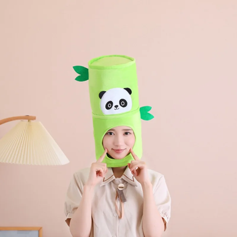 Bamboo Shape Headgear Hats Photo Shoots Props Cartoon Plush Bamboo Headgear