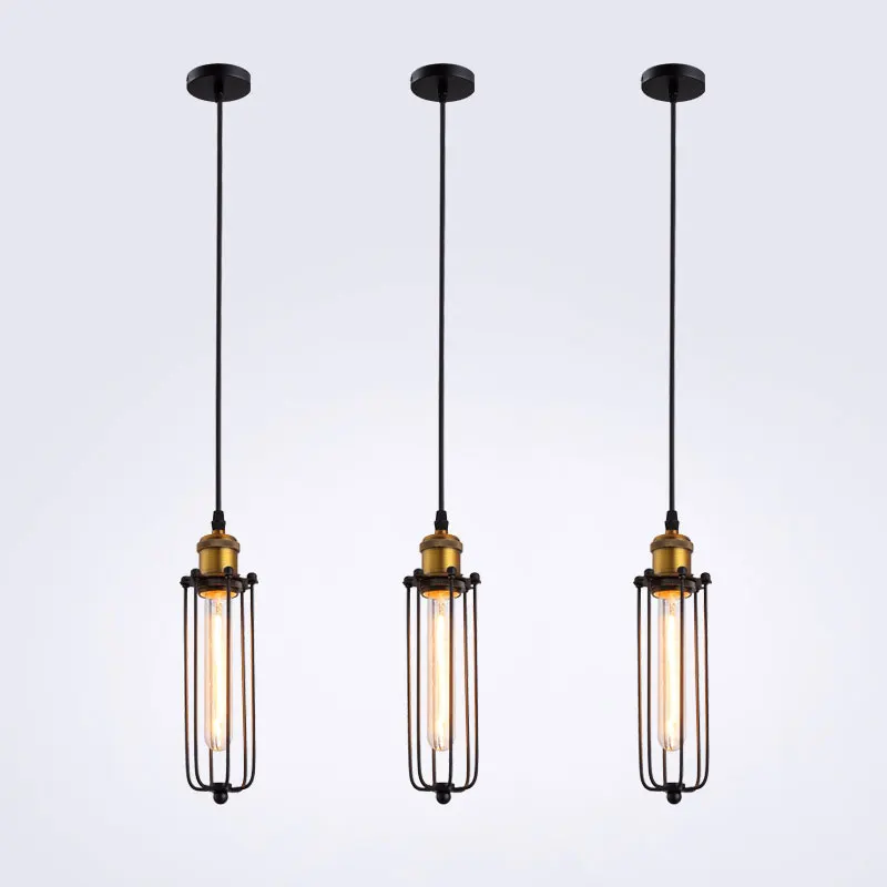 Vintage Industrial Pendant Lights Hanging Lamp Modern Nordic Black Iron Cage Retro Loft Metal Lamps E27 Indoor Lighting