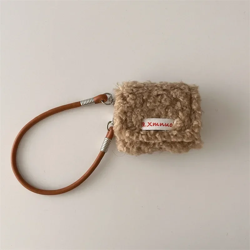 Plush Mini Bag Lanyard Case for AirPods 4 Airpod 1 2 3 Pro Pro2 Bluetooth Earbuds Charging Box Protective Earphone Case Cover