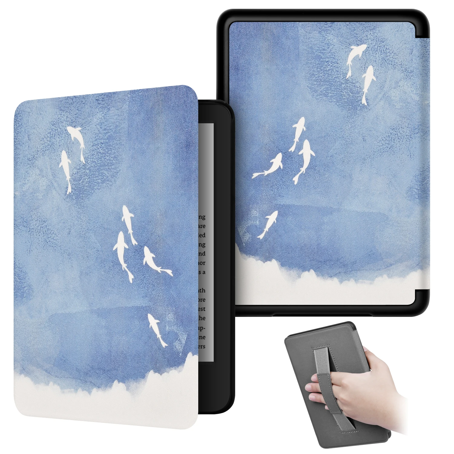 For Kindle 10th Painted Slimshell with Hand Strap Premium Smart Case for Kindle 10th J9G29R 2019 Magnetic Protective Cover