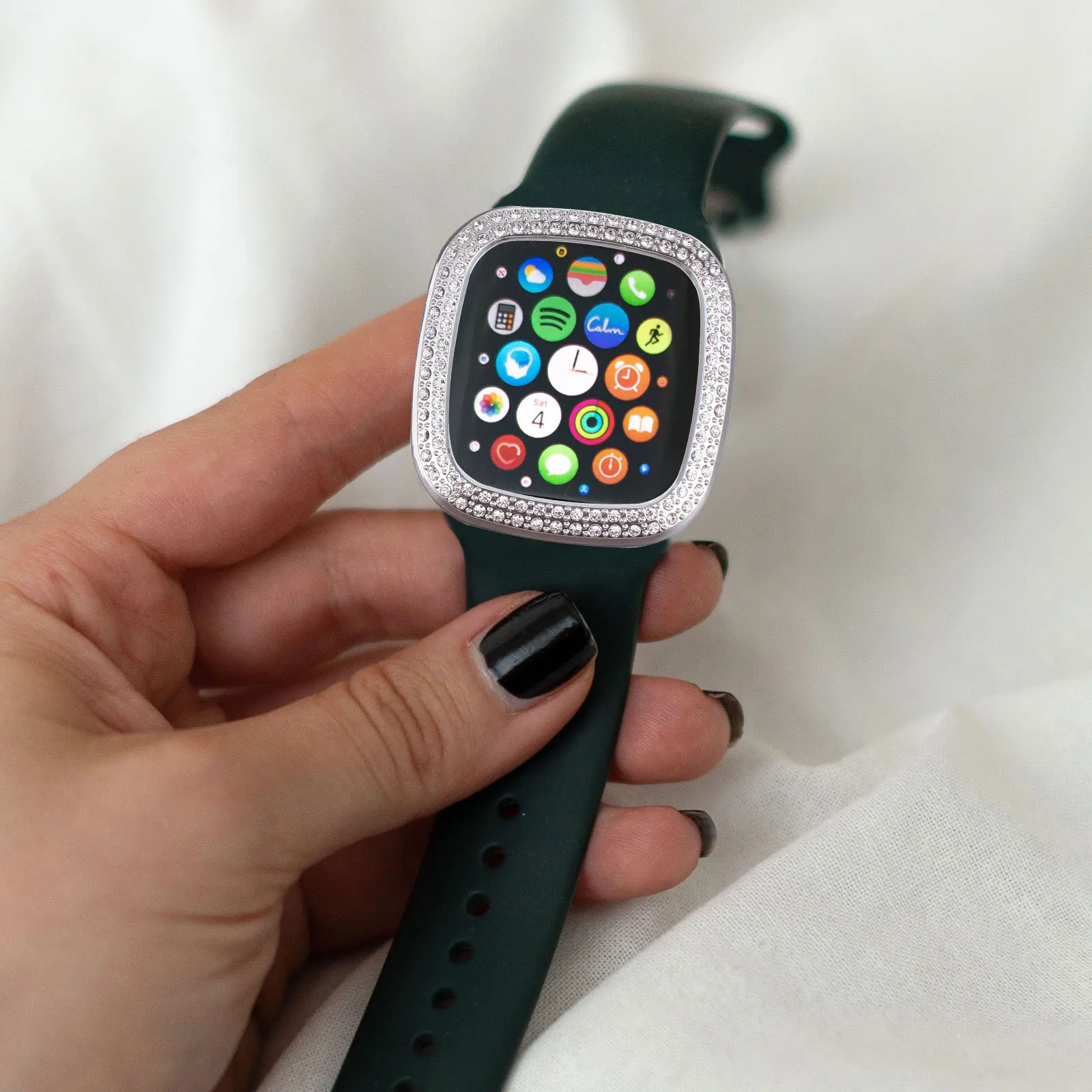 

Electroplated Protective Cover Compatible for Fitbit Versa3 Sense Smart Watch Case Full Protection Easy Install Watch Cover