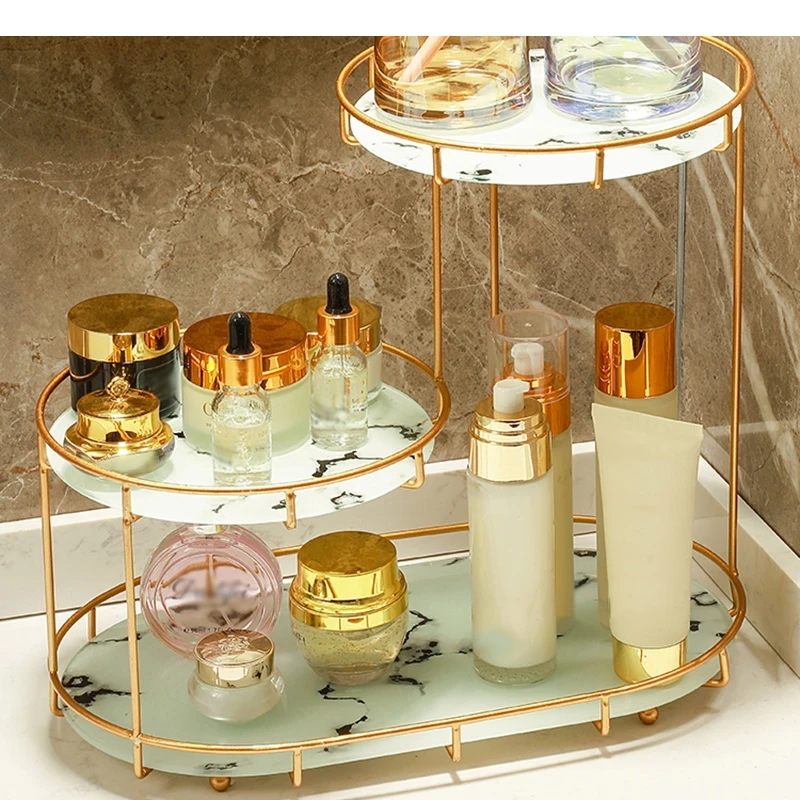 

Glass Storage Racks Metal Brackets Home Multi Layer Cosmetics Jewelry Bathroom Shelves Household Items