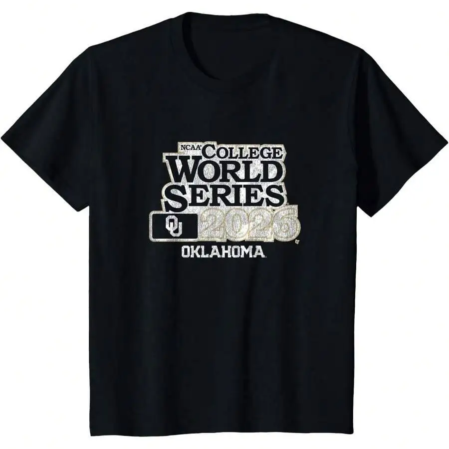 2026 College World Series - Oklahoma Sooners Baseball T-Shirt 100% Cotton Trendy Y2K Short-Sleeve Tee-Soft, Quick-Drying,