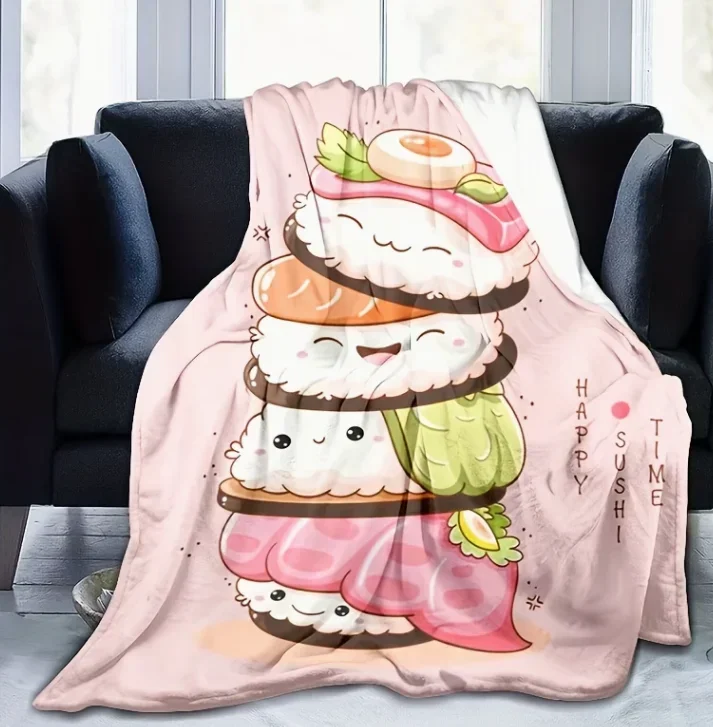 Thin Blanket for Summer Sushi Blanket Looks Like Real Food Fun Gift Boys Girls Seasons Sofas Chairs Living Room Decor