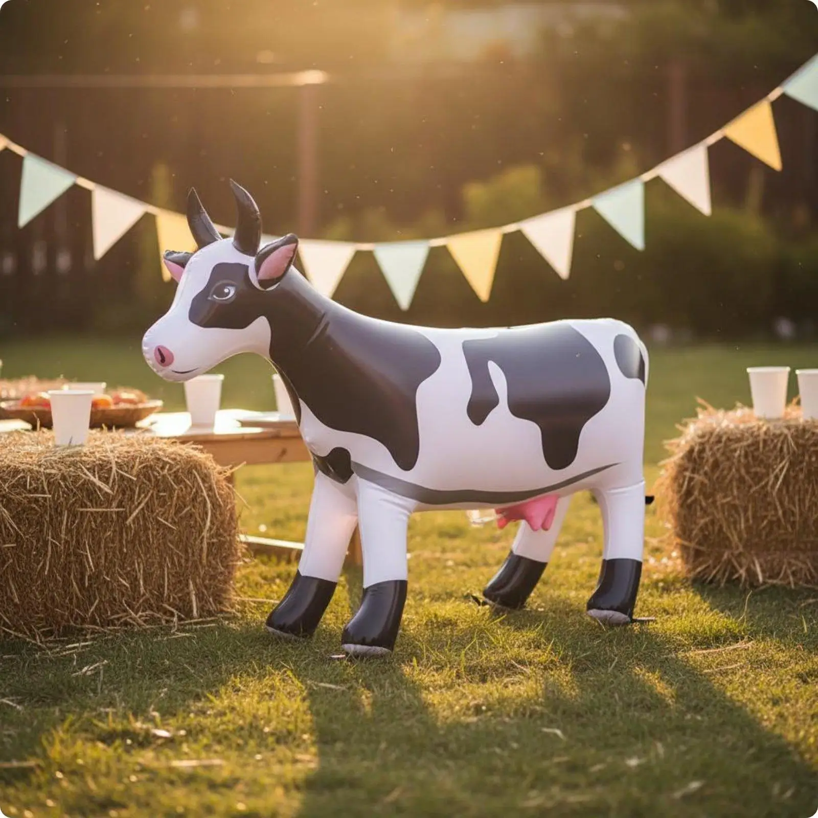 PVC Inflatable Cow Animal Figure Reusable Party Decor Inflatable for Kids Events and Farm Setup Air Filled Decoration