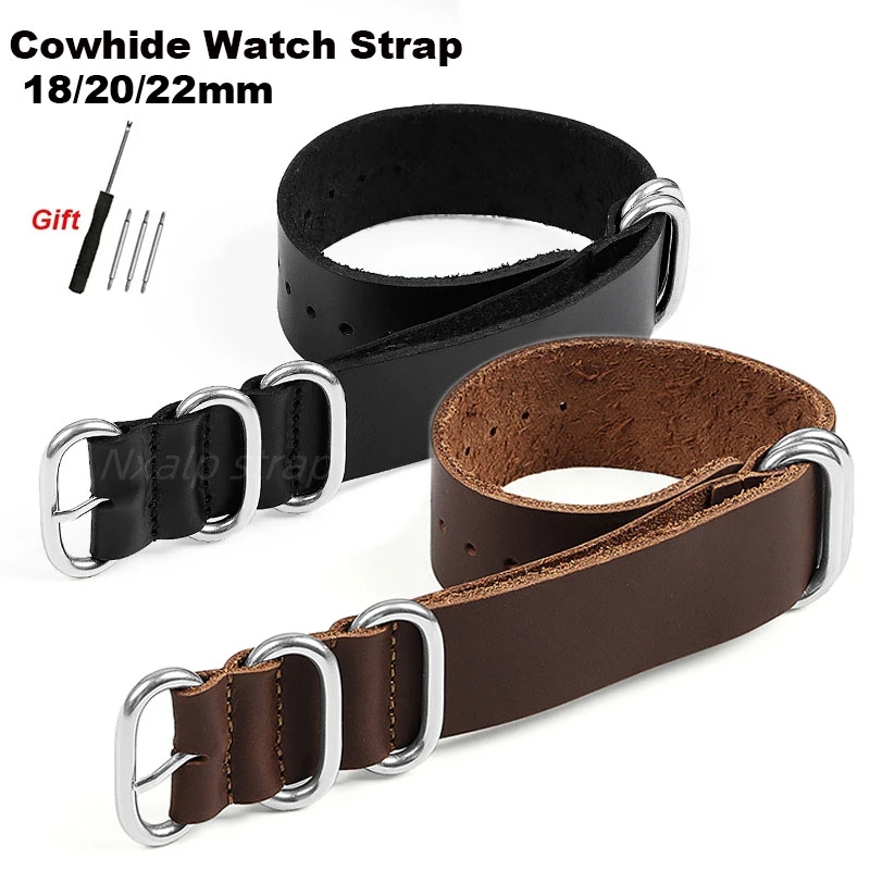 Cowhide Leather Watchband 18mm 20mm 22mm Vintage Brown Strap for Seiko for Rolex Universal Strap Men Women Bracelet Replacement