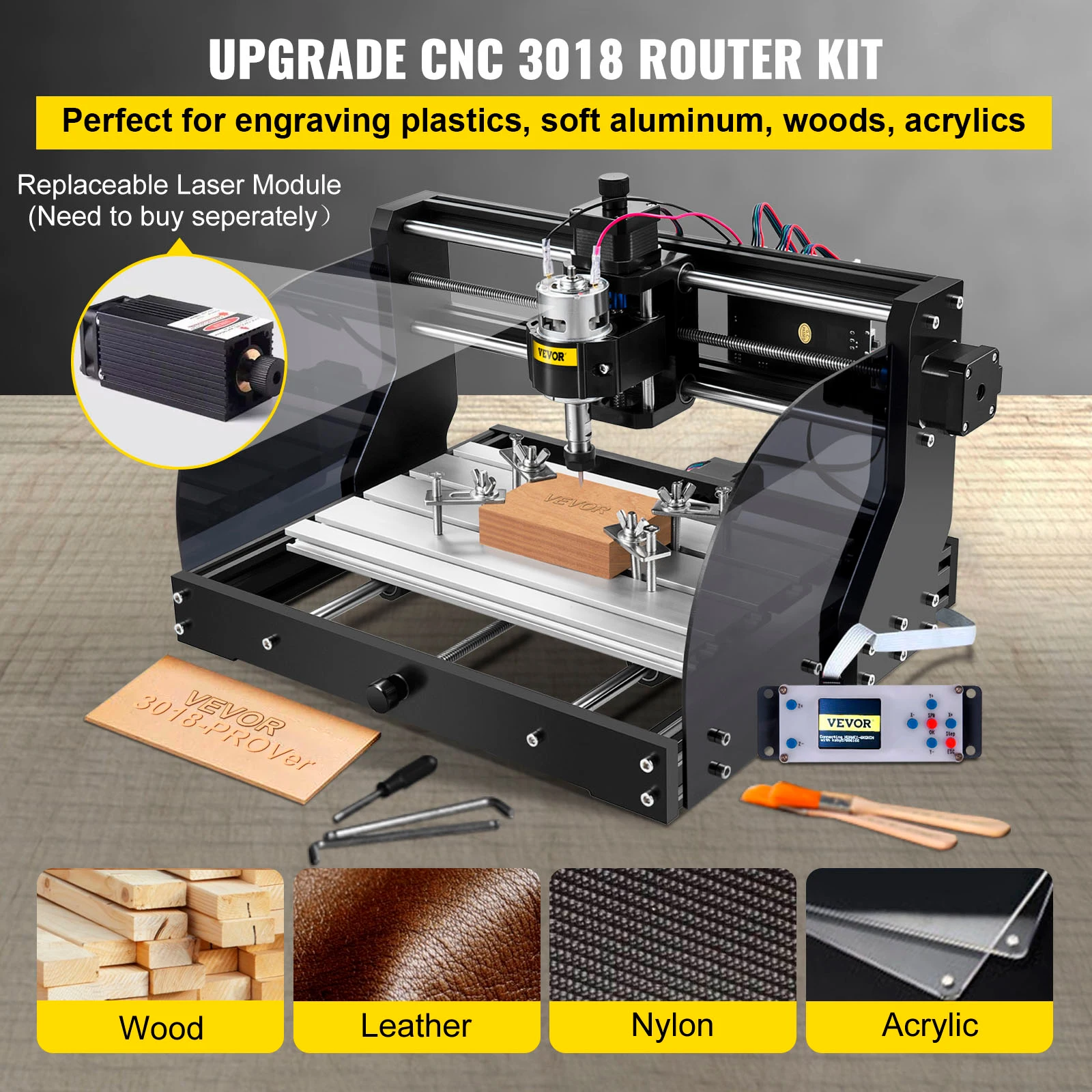 VEVOR CNC Router Machine 3018-PRO 3 Axis PCB Milling Machine Wood Router Engraver GRBL Control DIY Engraving CNC Machine AU Sale