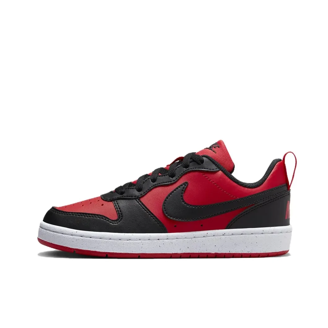 Nike Red and Black Colorway Court Borough Low 2 GS Kids' Board Shoes Simple Comfort Shock Absorbing and Wearable