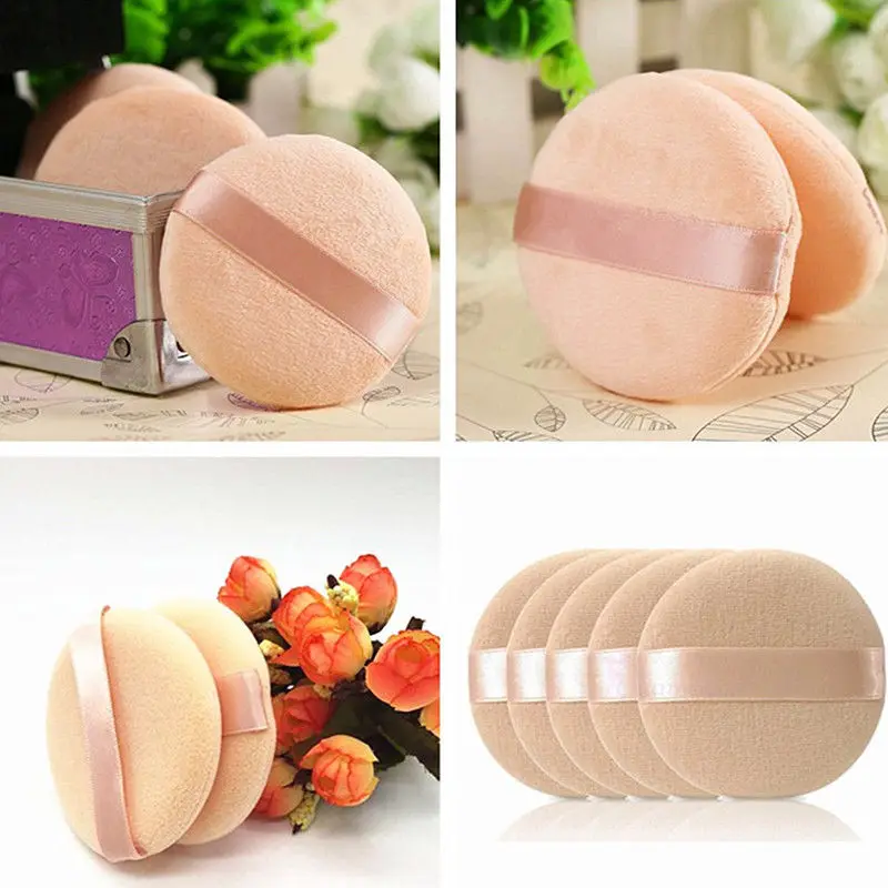 5PCS ผ้าฝ้ายแป้งพัฟนุ่มแต่งหน้าฟองน้ําพัฟสําหรับแป้งผสม Foundation Finishing เครื่องสําอางค์ชุด