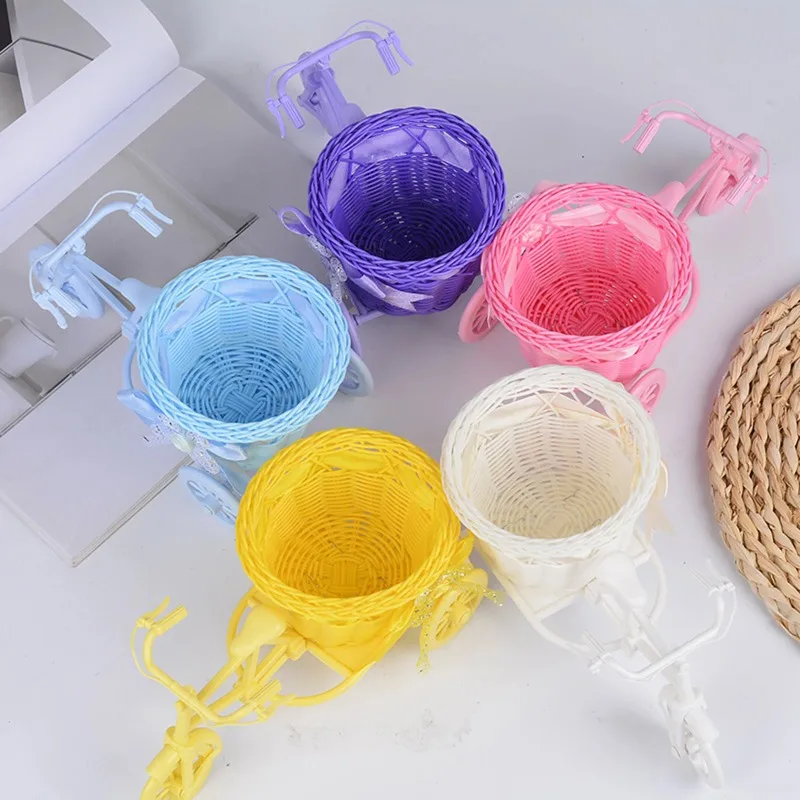 

Bicycle Artificial Flower Basket Vase Mini Gifts Tricycle Planter Plant Stand for Wedding Party Garden Birthday Home Decor