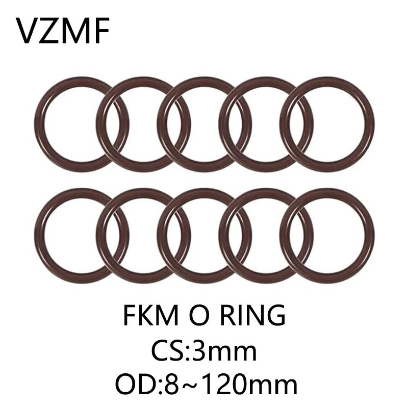 

CS 3mm,Brown FKM O Ring Seal,High temperature and Corrosion Resistance ,Fluorine Rubber Outer diameter 8~120mm Wire diameter