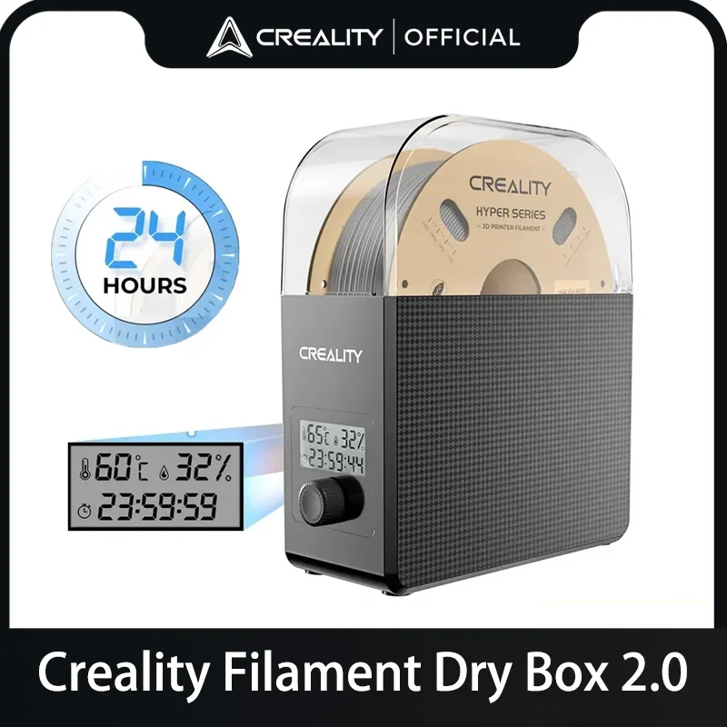 

Creality New 1KG Filament Dry Box 2.0 Adjustable Temperature 45℃-65℃ Real-time Humidity Monitoring Hot-Air Heating 0-24h Setting