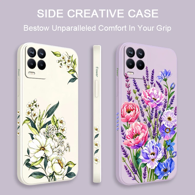 Colorful Pretty Flowers Phone Case For OPPO Realme 9 Pro Plus 9i 8i 7i 7 6s 5s 5i 5 Silicon Soft Shockproof Full Protection Etui