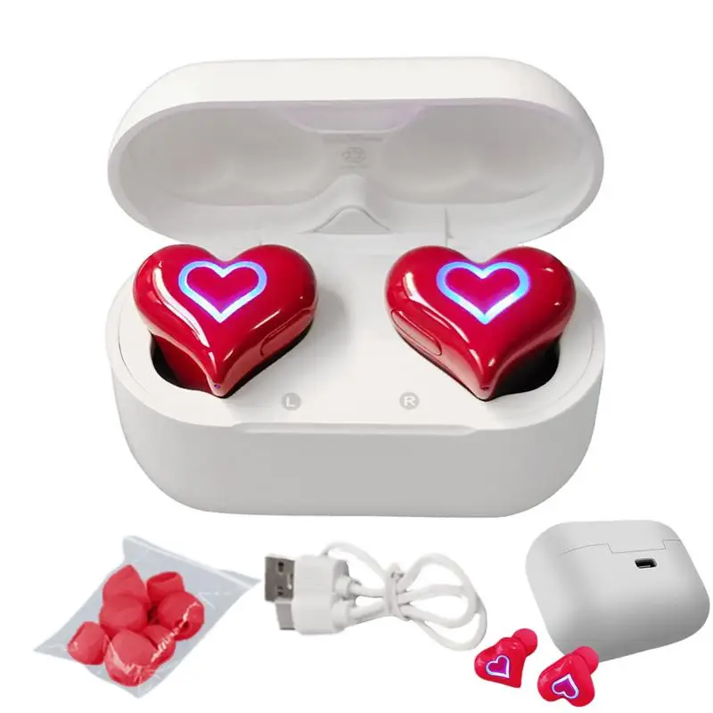 Wireless Earbuds Headphones In-Ear Headphones Wireless Headset Heart Shaped Stylish In-Ear Cute Earbuds For Lover Couples