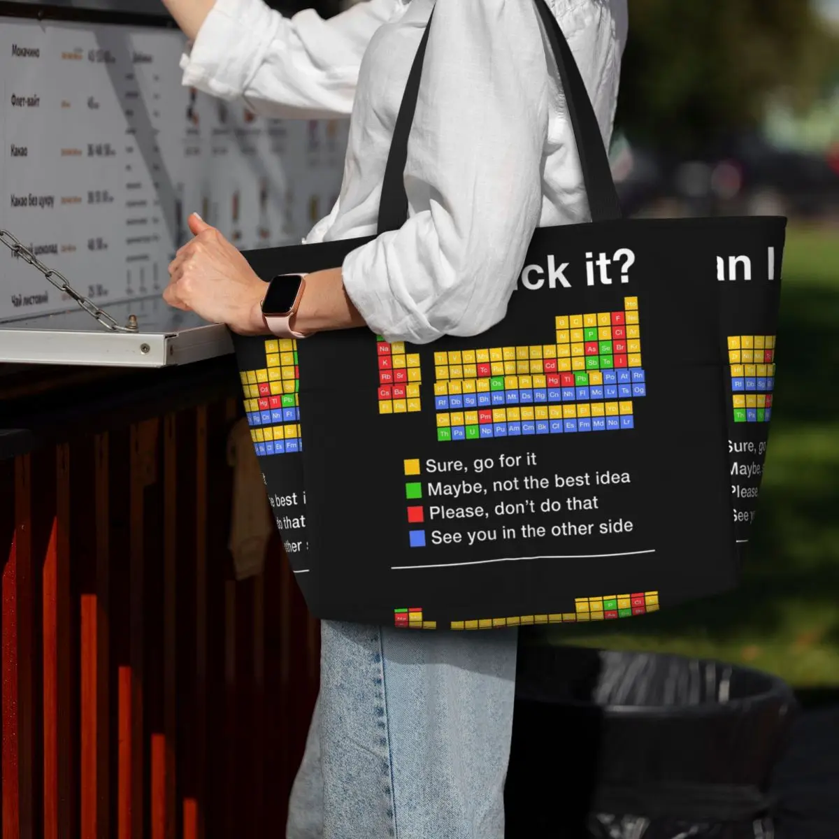 

Can I Lick It Periodic Table Beach Tote Bag Sport Gym Yoga Duffle Large Tote Bag Women Travel Bag Fitness bag