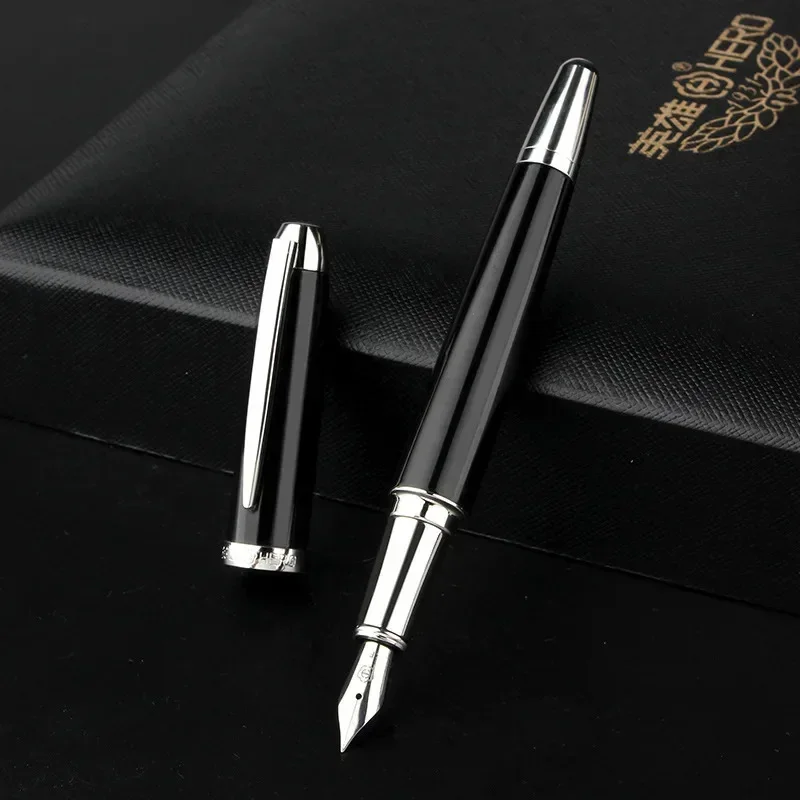 HERO Lxuury قلم حبر معدني أسود أصلي إيريديوم F 0.5 مللي متر بنك الاستثمار القومي للرجال الكبار الأعمال مكتب المدرسة طالب الراقية القرطاسية