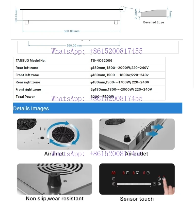 Nouveau Design panneau de commande Style plaque de cuisson à Induction Invisible table de cuisson Induction Invisible Hob5000W