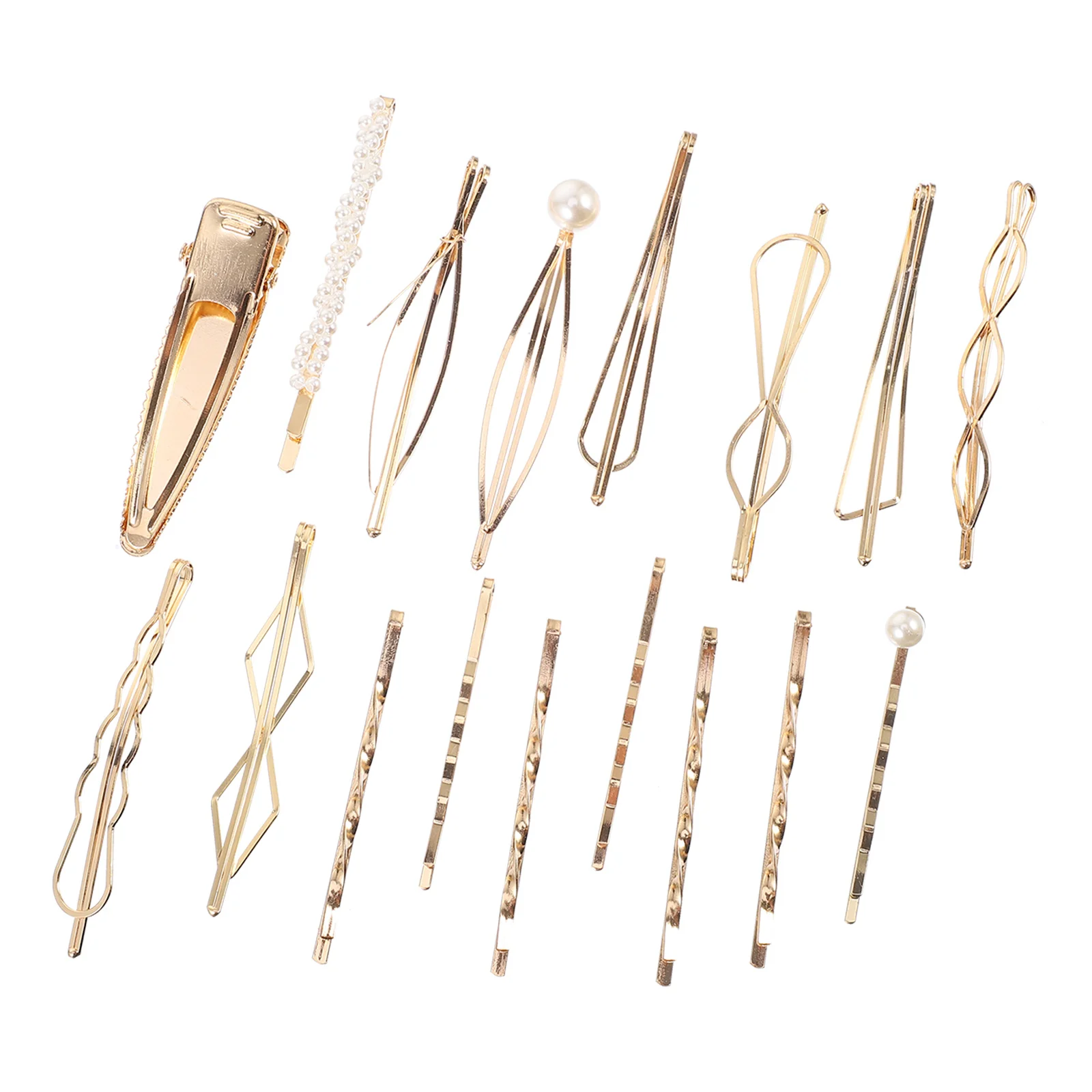 

17Pcs Pearl Hair Clips Geometric Design Metal Hairpins Elegant Hair Accessories for Women Pearl Hairpin Women Barrettes