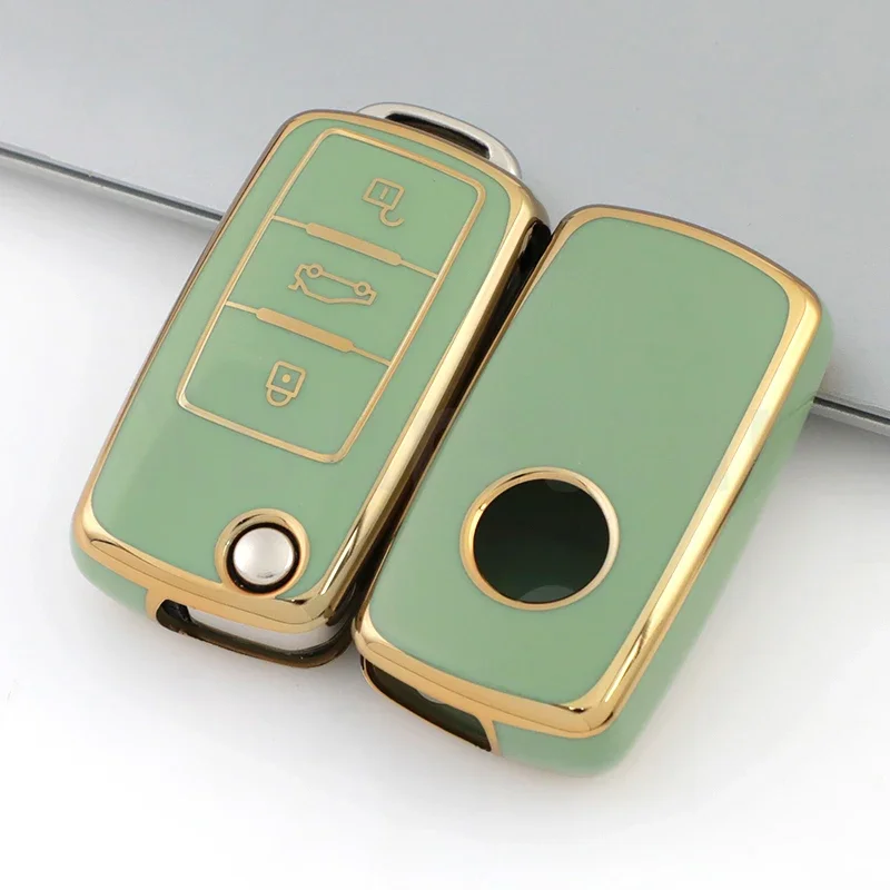 TPU Car Folding Key Case Cover Bag For Volkswagen VW Golf Bora Tiguan Passat Jetta POLO GOLF MK6 for Skoda Octavia A5 Holder