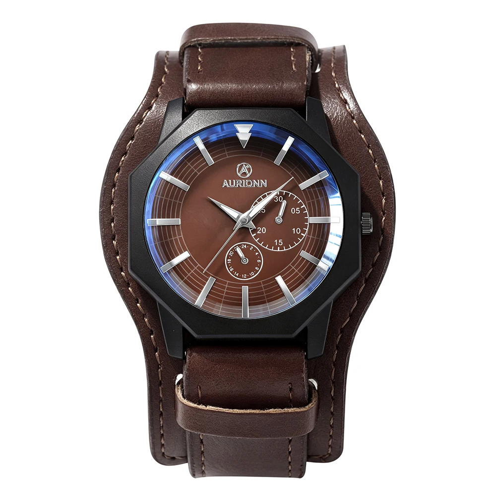 New Vintage Hand-Sewn Men's Watch, Large Dial with Strap, Unique Design Suitable for Sports and Leisure, Exquisite Appearance, Perfect for Gifting to Your Boyfriend, Easy to Match with Outfits
