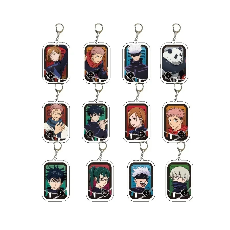

Anime Figure Key Rings Satoru Gojo Itadori Yuji Kugisaki Nobara Transparent Acrylic Key Chains Model Plate Decor Collection