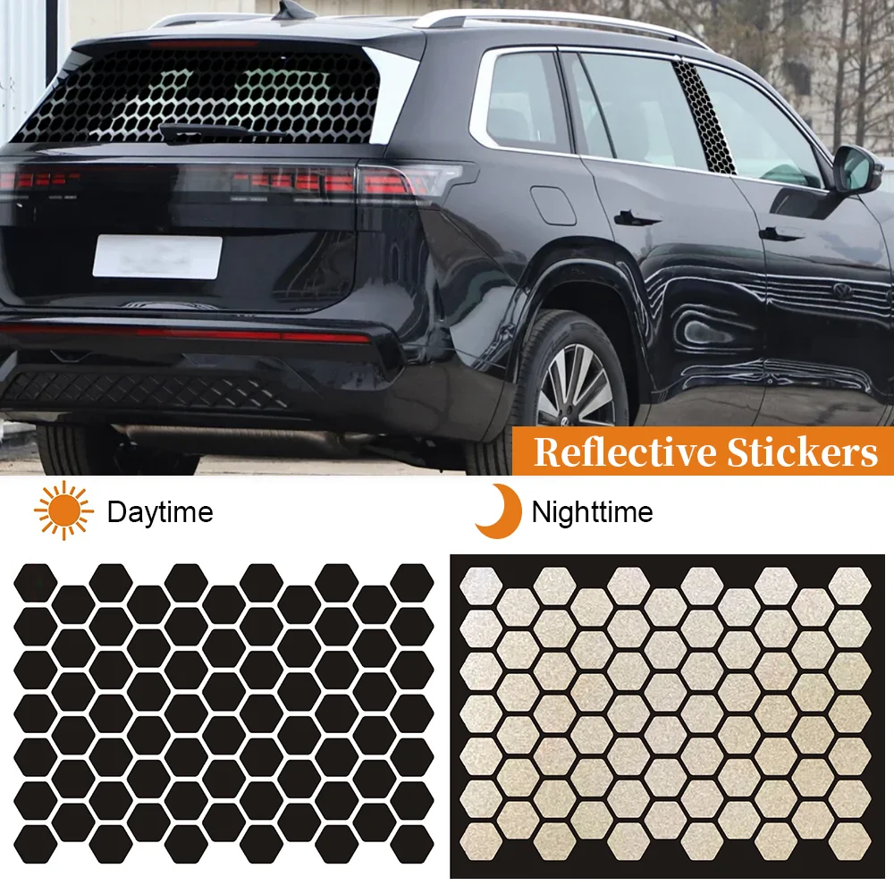 

Black Reflective Tape for Motorcycle Helmet Hexagonal Stealth Reflective Stickers Bicycle Night Vision Waterproof Safety Decals