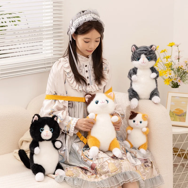 20/30cmの高品質な漫画猫ぬいぐるみリュックサック、シミュレーションソフトストライプ猫動物ぬいぐるみ、家の装飾、子供へのギフト