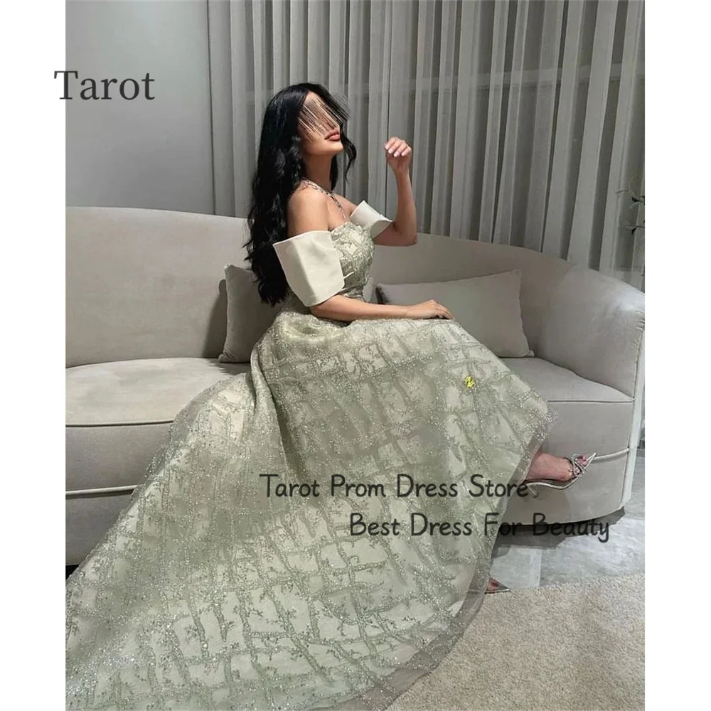 Tarot Off Shoulder Lace Satin Prom Dresses Sweetheart A Line Modern Birthday Wedding Gown Sweeping Train vestidos de festa