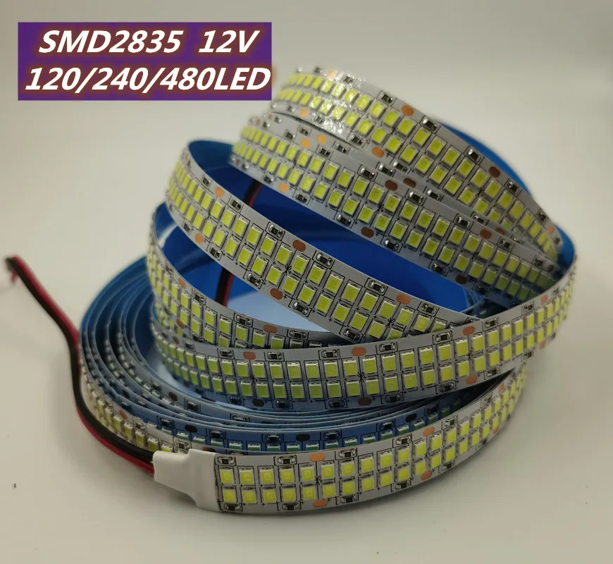 DC12V SMD2835 LED Strip Light 120 240 480 Leds/M LED Chips Super Bright Lights Non Waterproof Flexible Tape