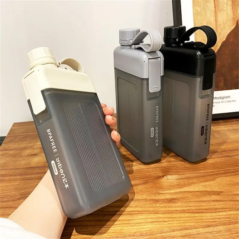 Square Flat Sports Water Bottle Portable Tumbler Drinking Cups Large Niche Accompanying Cup With Handle Notebook Bottles