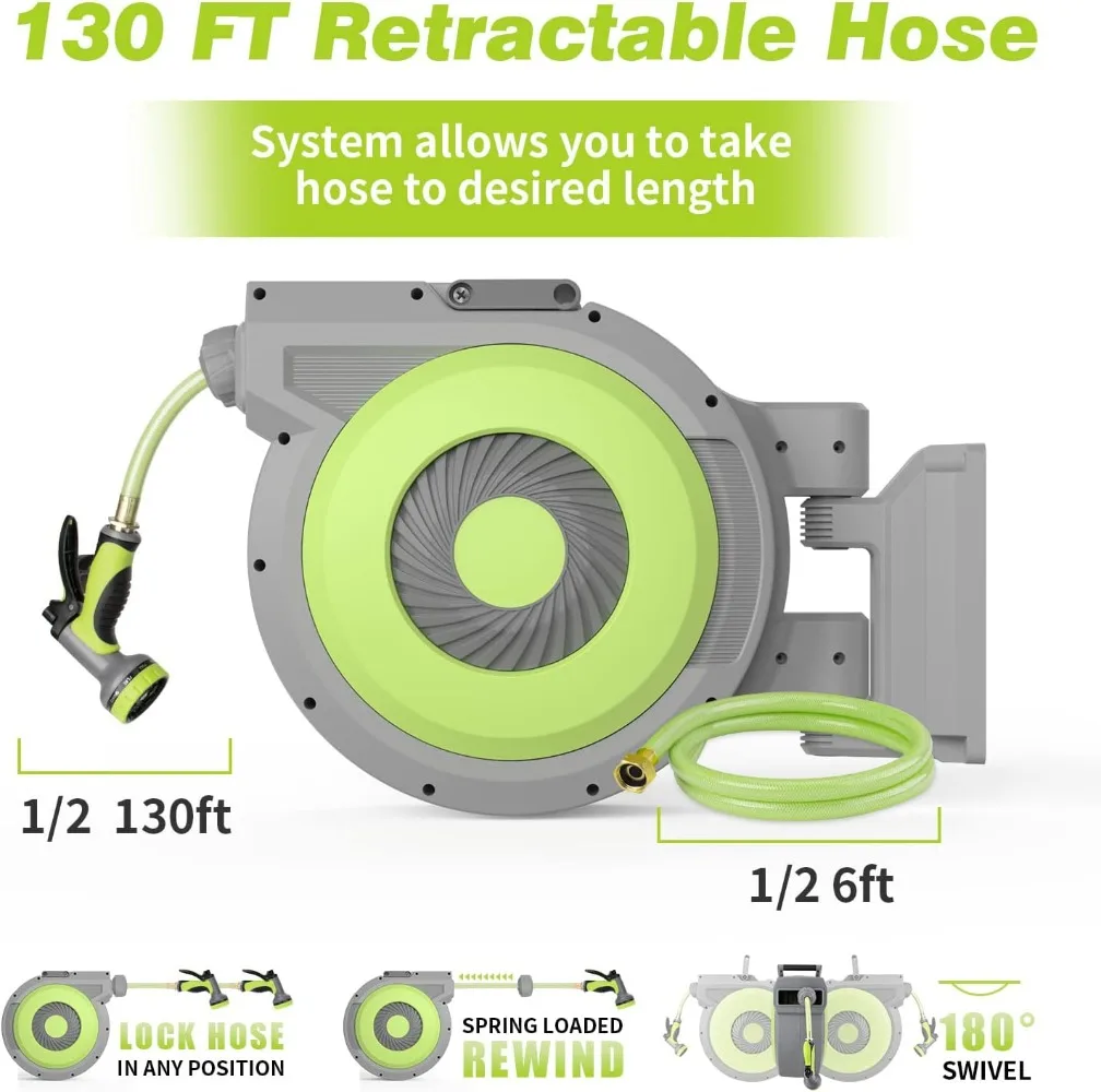 ท่อจ่ายน้ำสวนแบบยืดหดได้1/2 X130ft นิ้วพร้อมหัวฉีด10แบบหมุนได้ท่อจ่ายน้ำอัตโนมัติ180 ° สำหรับการรดน้ำในสวน