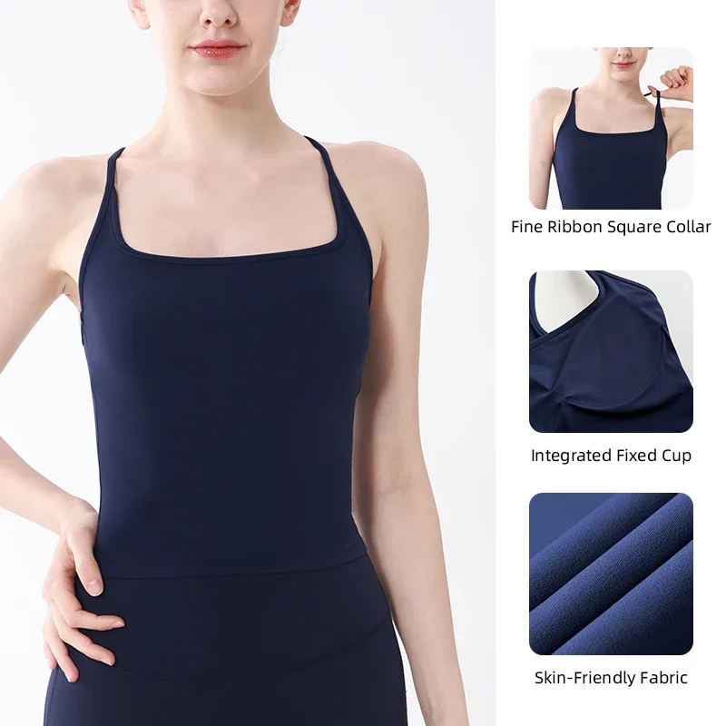 Women Shockproof All-in-One Yoga Sports Vest High Elasticity Breathable Comfortable Casual Running Fitness Cycling Yoga Vest