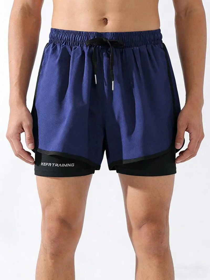 

Men's 2-in-1 Quick Dry Running Shorts Gym Fitness Training Double Layer Sportswear Compression Liner Breathable 3 Colors