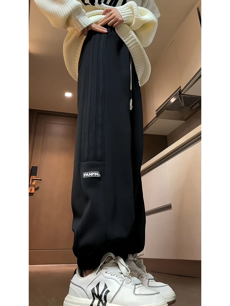 

Cleanfit Men's Fce Lined Trousers High Waist Harlan Wide Leg Sports Pants Autumn Winter American Tee Stripes Casual Trou...