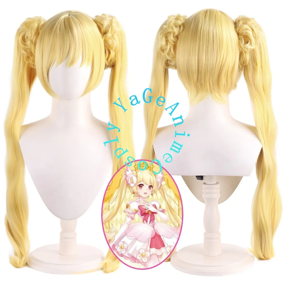 Flower Fairy Xia Anan Cosplay Wig, Yellow Detachable Twin Ponytail Hair Design for Anime Festival and Character Gathering
