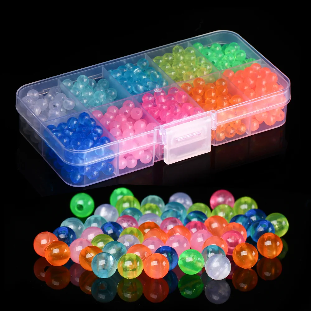 600 Stück 5,9mm Gemischte Farben Runde Angelperlen Plastik Hart Durchscheinend Schwimmende Stopper Sabiki Rigs Meeresangel-Zubehör