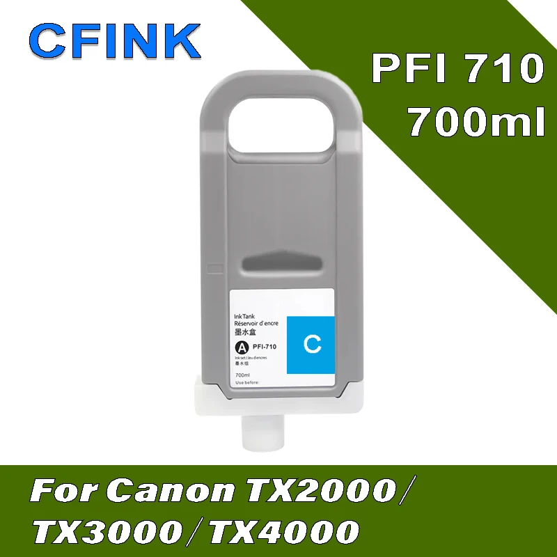 CFINK PFI-710 PFI710 Refill Dye Ink Compatible Ink Cartridge for Canon TX2000/ TX3000/TX4000 with Chip