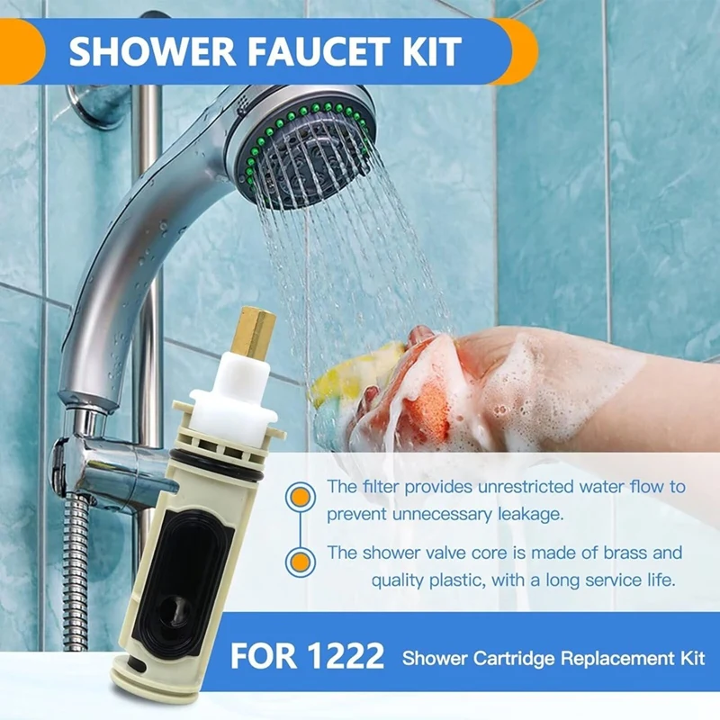 ABJI-Cartuccia di ricambio per 1 222 con strumento di rimozione 104421   e kit adattatore maniglia 116653   Per sistema doccia - Protezione antiscottatura