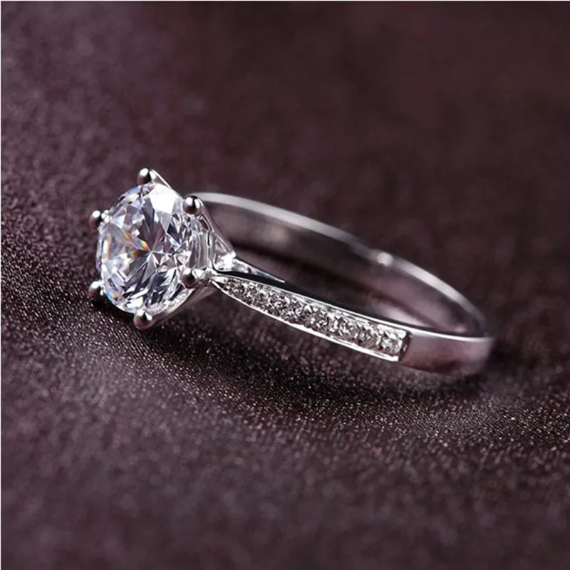 1 Ct Round Cut CZ Solitaire Engagement Wedding Ring for Women Girl Size 4-9