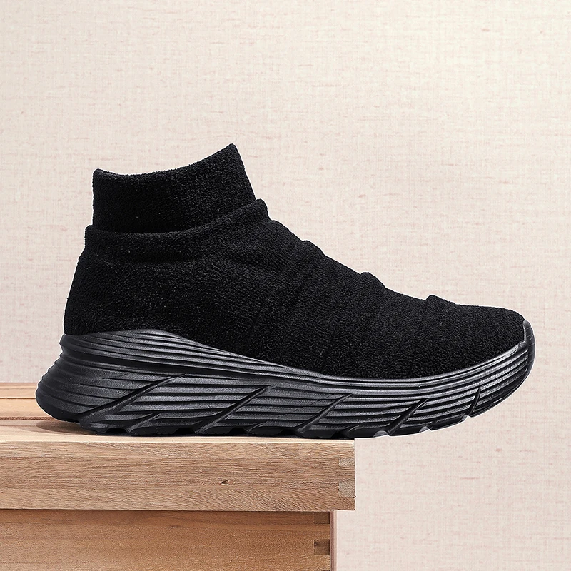 Soft Light Sneakers Men and Women Plus Size 35-46 Unisex Sports Shoes Thick Sole Non-slip Slip On Ankle Socks Shoes