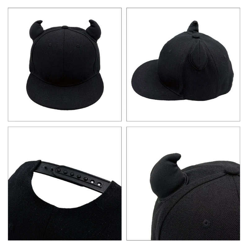 Sunproof Simple Baseball Cap Adjustable Sunscreen Hat&Devil Horn Suit Casual Hiphop Cycling Hat for Boy Girls Unisex